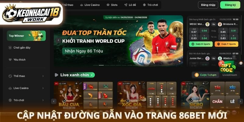 Cập nhật đường dẫn vào trang 86bet mới