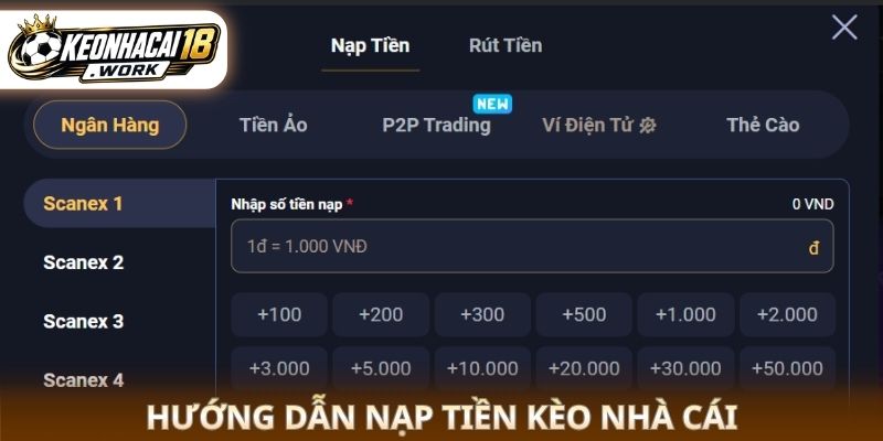 Hướng dẫn nạp tiền kèo nhà cái